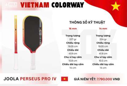 vot pickleball joola perseus iv limited viet nam 16mm chinh hang