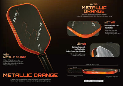 Vợt Pickleball Facolos Elite X Metallic Orange ( Limited Edition ) - 16mm - Chính Hãng 1 vot pickleball facolos elite x metallic orange limited edition 16mm chinh hang 1
