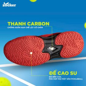Giày Pickleball / Tennis Zocker Aspire Speed - Trắng Xám - Chính Hãng 3 giay pickleball tennis zocker speed trang hong tim chinh hang 3