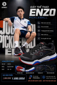 Giày Pickleball / Tennis Jogarbola Enzo - Black Red- Chính Hãng 1 giay pickleball tennis jogarbola enzo black red chinh hang 1