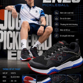 giay pickleball tennis jogarbola enzo black red chinh hang 1