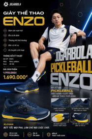 Giày Pickleball / Tennis Jogarbola Enzo - Blue Yellow - Chính Hãng 1 giay pickleball tennis jogarbola enzo blue yellow chinh hang 4
