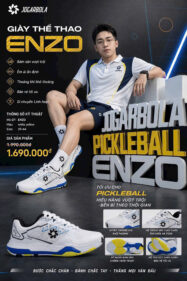 Giày Pickleball / Tennis Jogarbola Enzo - White Blue - Chính Hãng 1 giay pickleball tennis jogarbola enzo white blue chinh hang 1