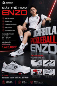 Giày Pickleball / Tennis Jogarbola Enzo - White Red - Chính Hãng 1 giay pickleball tennis jogarbola enzo white red chinh hang 1