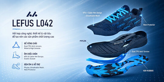 Giày Pickleball / Tennis Lefus L042 - Glow Blue - Chính Hãng 1 giay pickleball tennis lefus l042 chinh hang tuanvisport 42