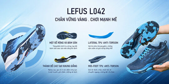 Giày Pickleball / Tennis Lefus L042 - Glow Blue - Chính Hãng 4 giay pickleball tennis lefus l042 chinh hang tuanvisport 43