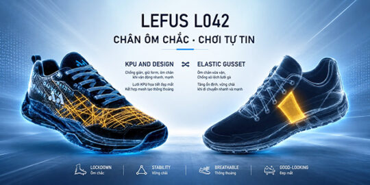 Giày Pickleball / Tennis Lefus L042 - Glow Blue - Chính Hãng 2 giay pickleball tennis lefus l042 chinh hang tuanvisport 44